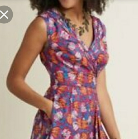 Modcloth pink orange blue floral print dress - Picture 3 of 6